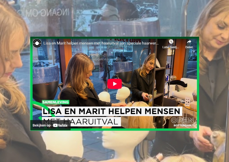 "Lisa en Marit helpen mensen met haaruitval aan speciale haarwerken" bij Erasmus MC